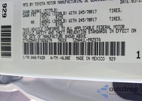 2025 Toyota Tacoma Sr 2Wd z USA, uszkodzony, nr VIN 3TYKD5HN1ST026279